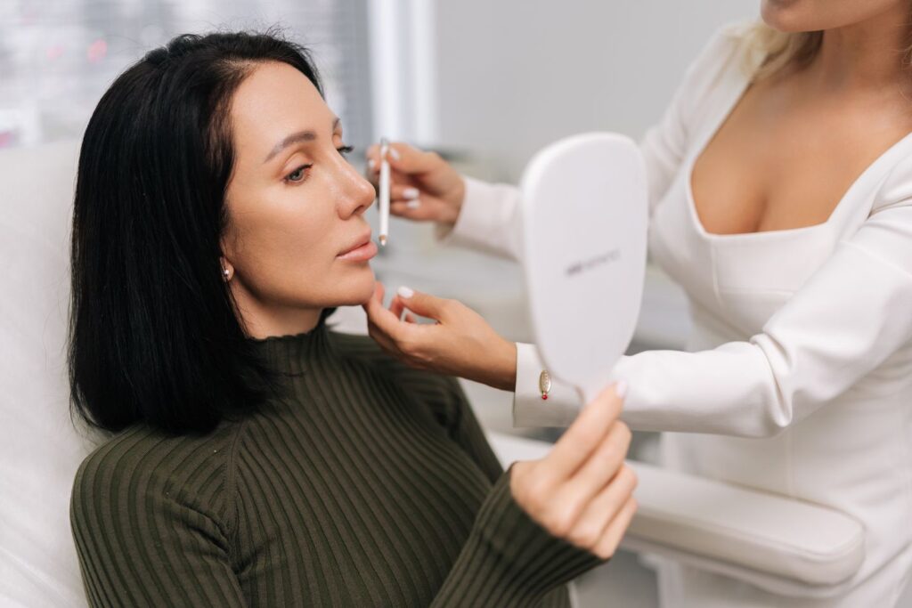 client consulting with a med spa injector about facial aesthetic treatments